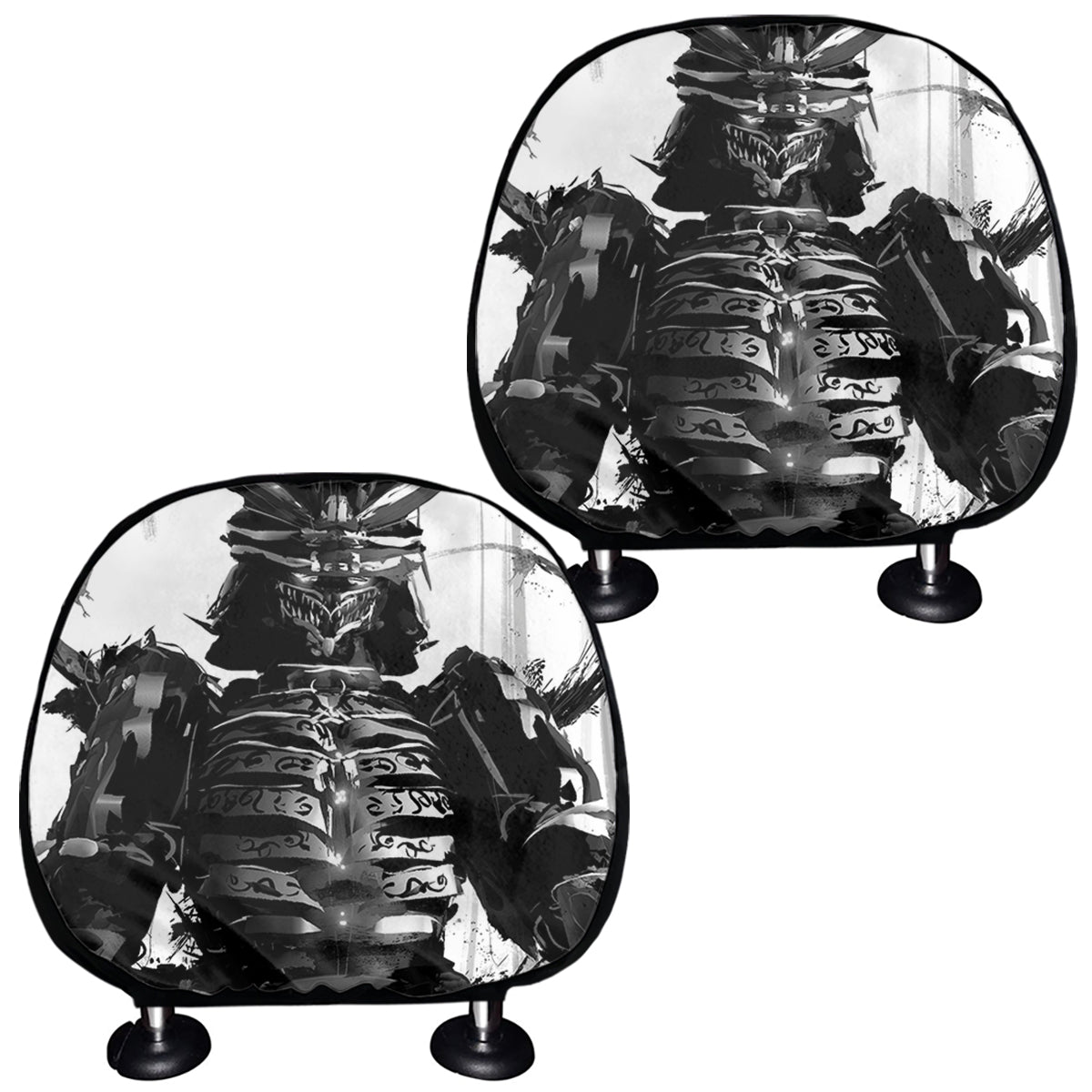 Demon Samurai Print Car Headrest Covers