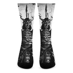 Demon Samurai Print Crew Socks