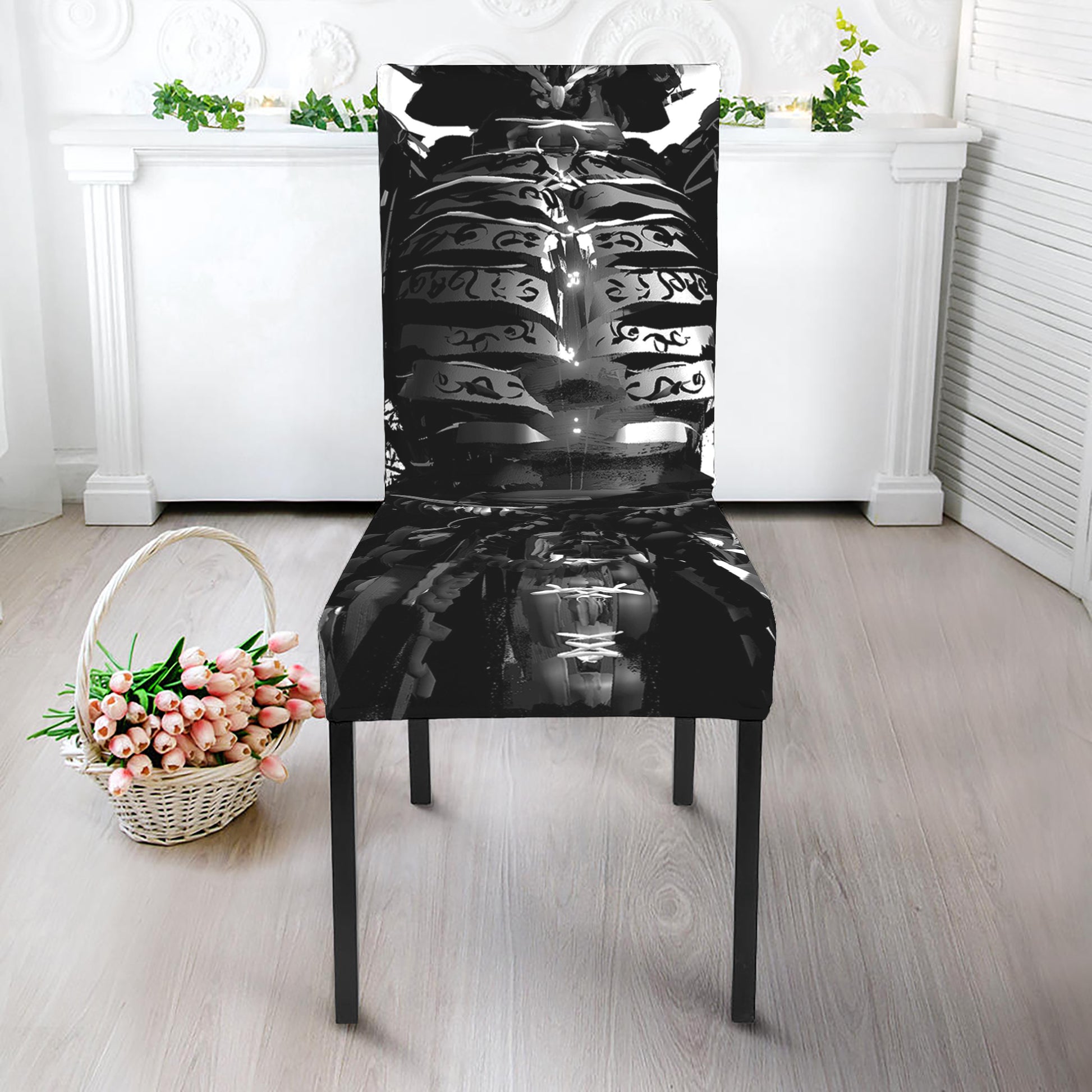 Demon Samurai Print Dining Chair Slipcover