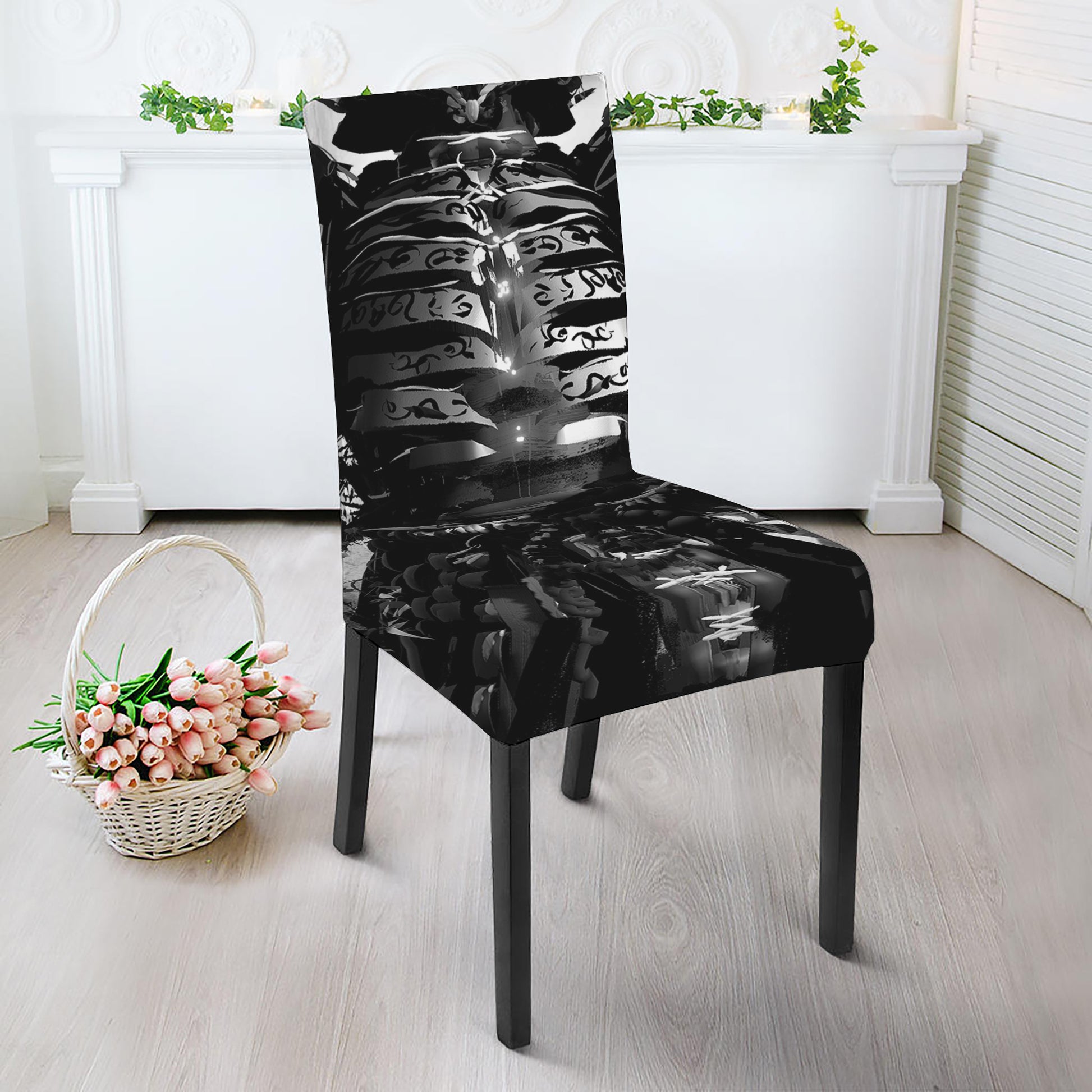 Demon Samurai Print Dining Chair Slipcover