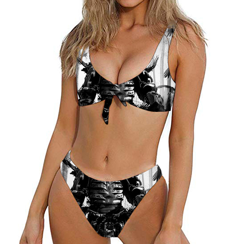 Demon Samurai Print Front Bow Tie Bikini