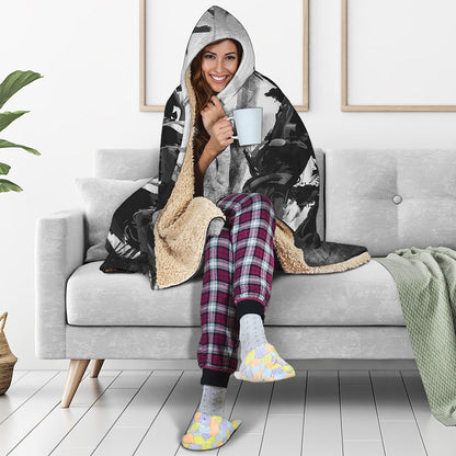 Demon Samurai Print Hooded Blanket
