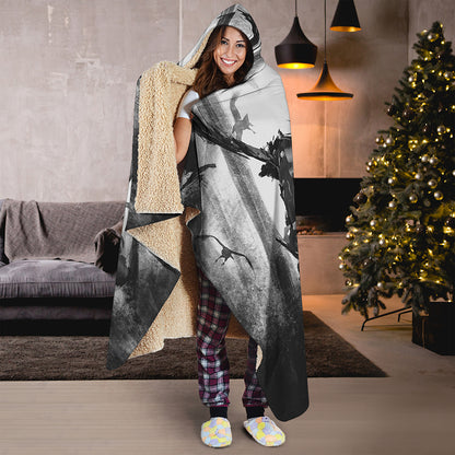 Demon Samurai Print Hooded Blanket
