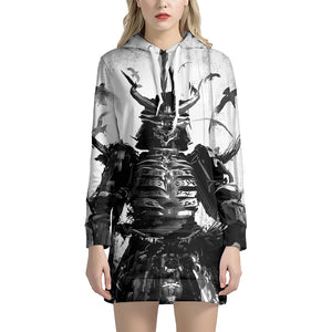 Demon Samurai Print Hoodie Dress