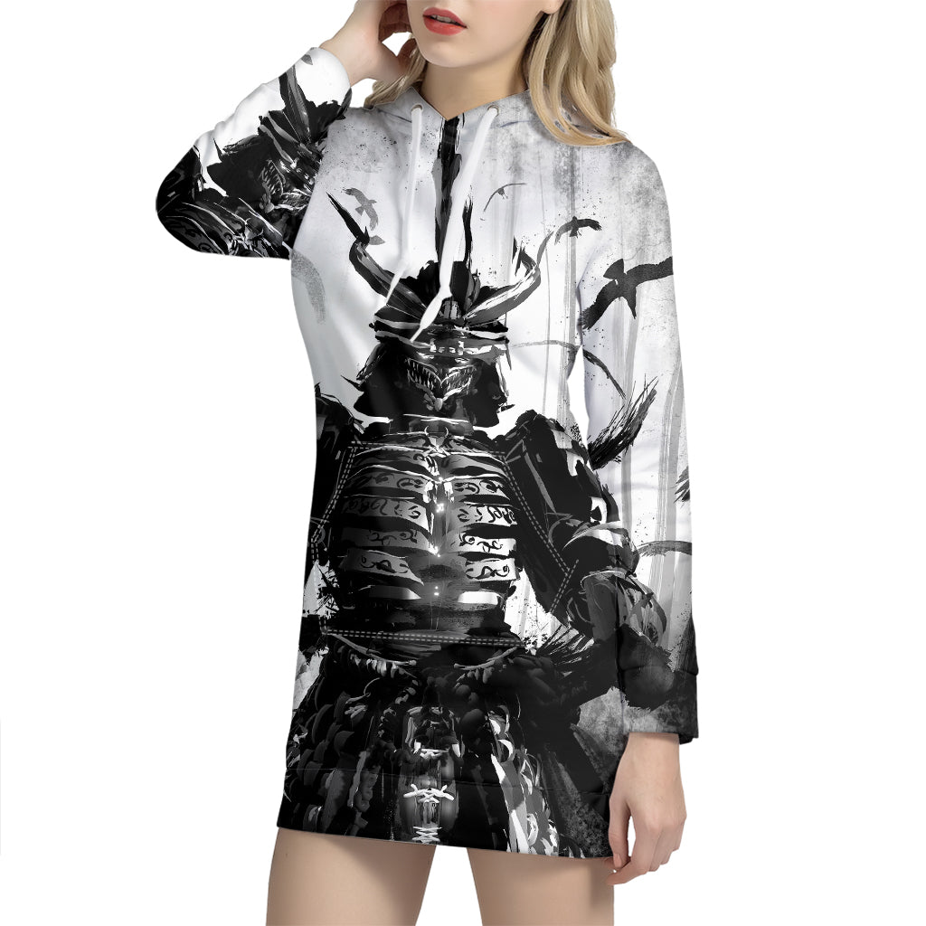 Demon Samurai Print Hoodie Dress