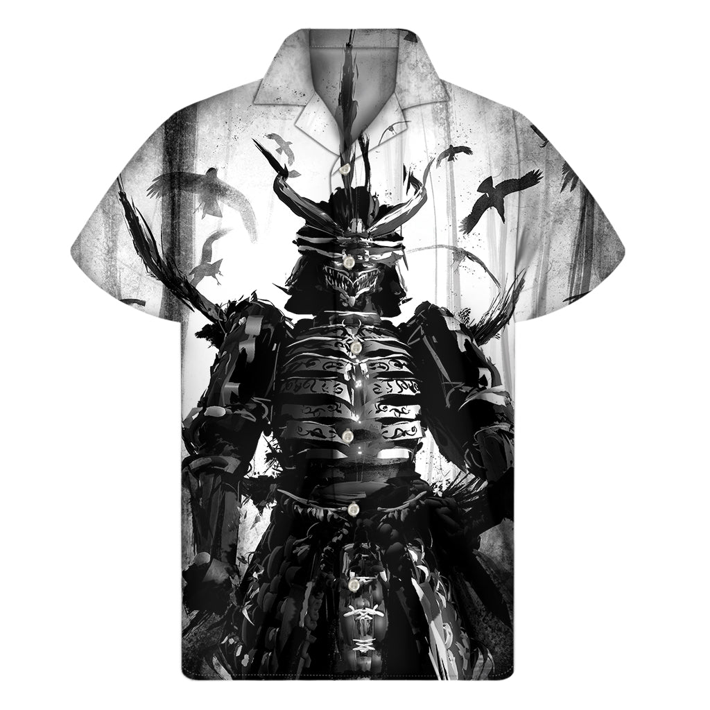 Demon Samurai Print Men's Short Sleeve Shirt