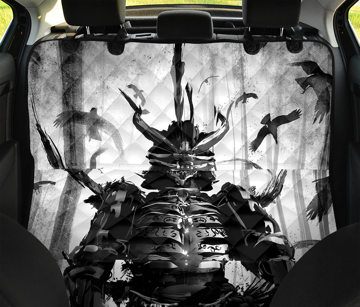 Demon Samurai Print Pet Car Back Seat Cover