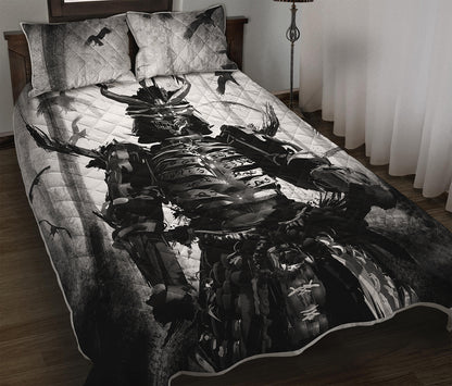 Demon Samurai Print Quilt Bed Set