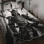 Demon Samurai Print Quilt Bed Set