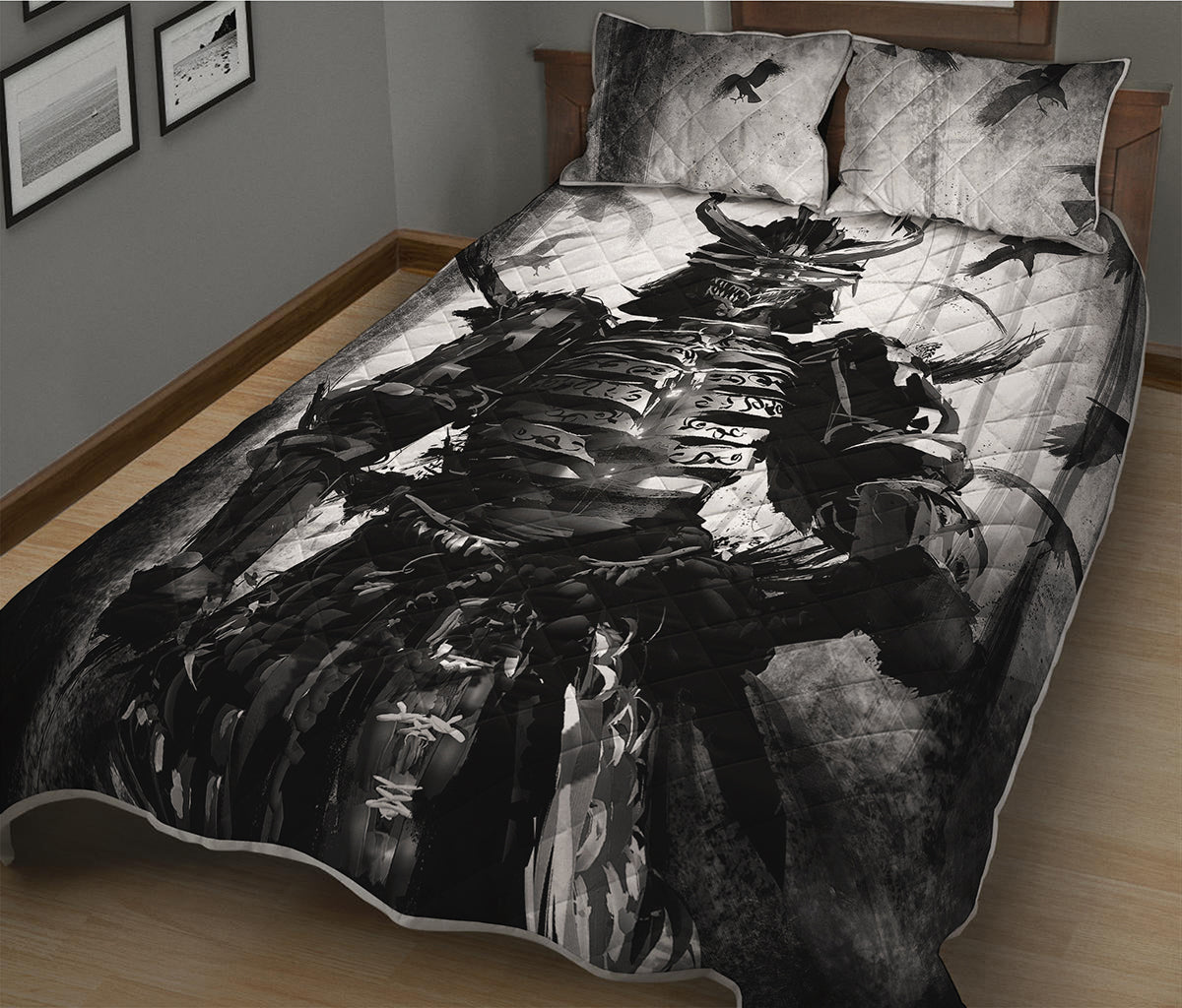 Demon Samurai Print Quilt Bed Set