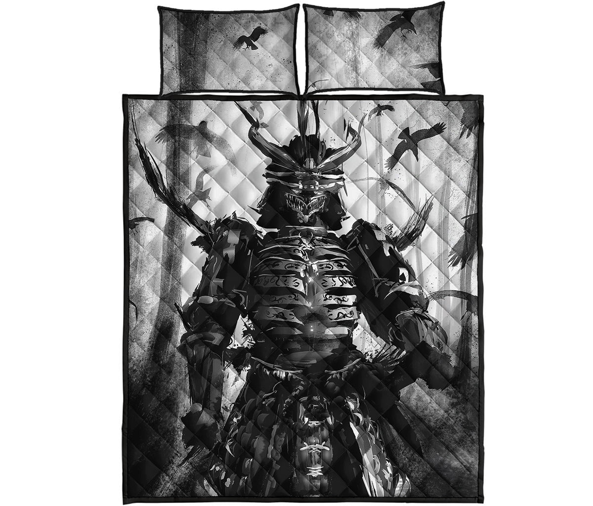 Demon Samurai Print Quilt Bed Set