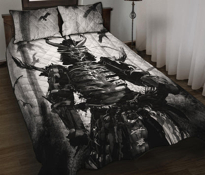 Demon Samurai Print Quilt Bed Set
