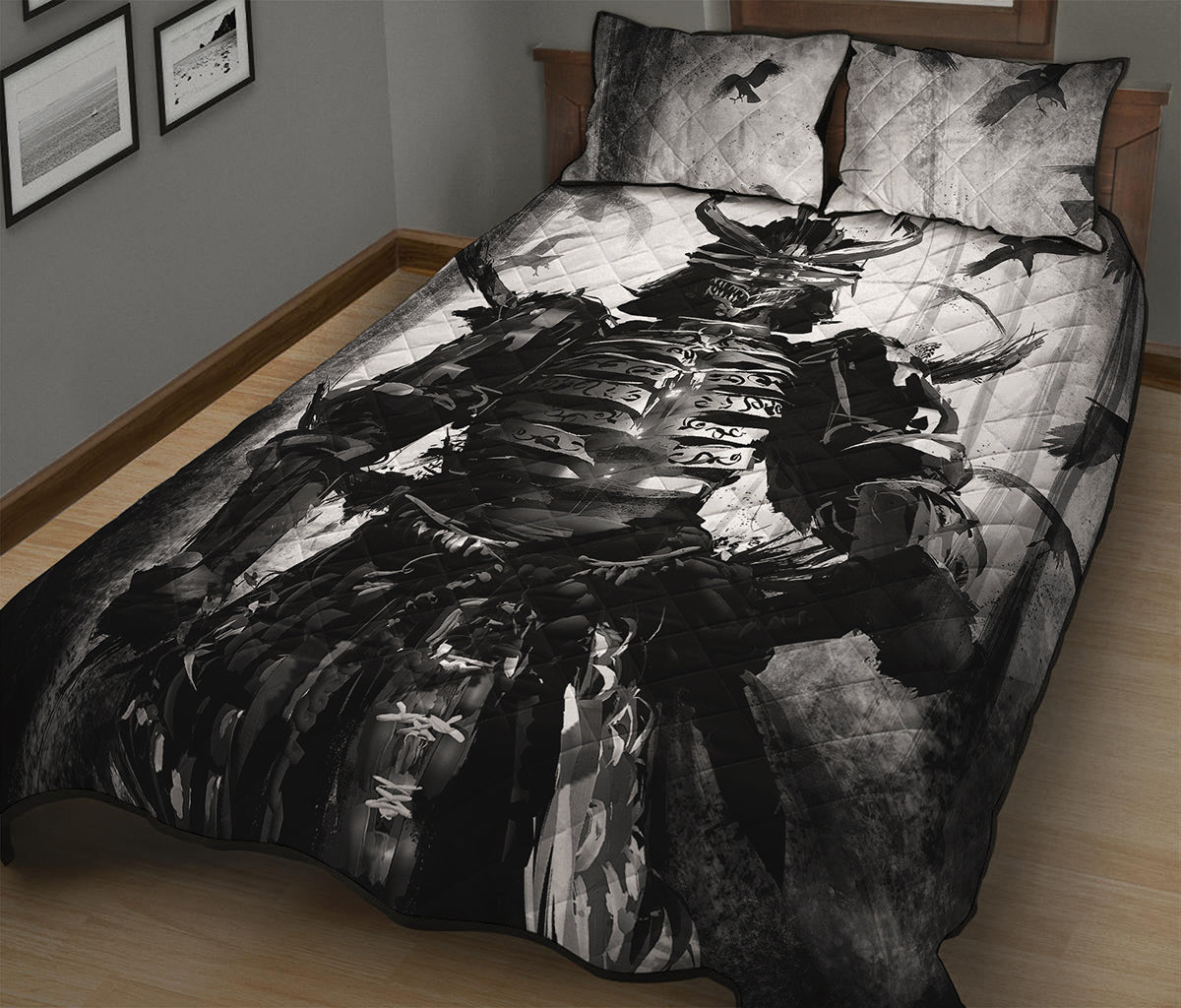 Demon Samurai Print Quilt Bed Set