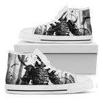 Demon Samurai Print White High Top Shoes