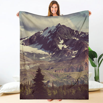 Denali Mountain Print Blanket