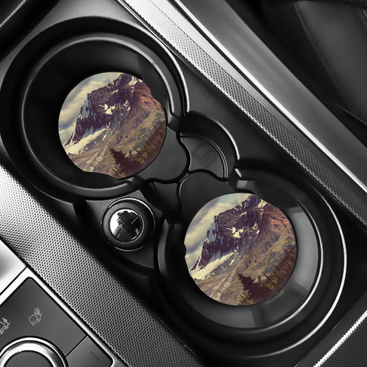 Denali Mountain Print Car Coasters