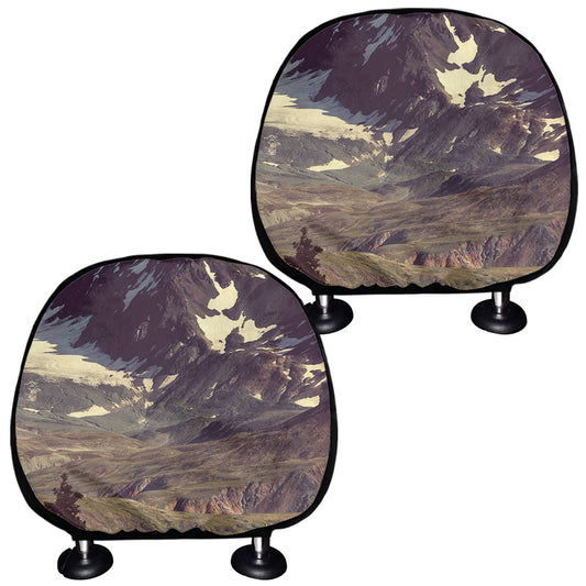 Denali Mountain Print Car Headrest Covers