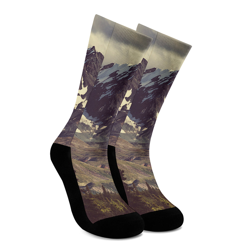 Denali Mountain Print Crew Socks