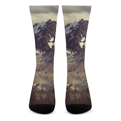 Denali Mountain Print Crew Socks