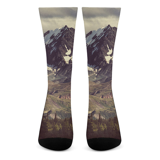 Denali Mountain Print Crew Socks