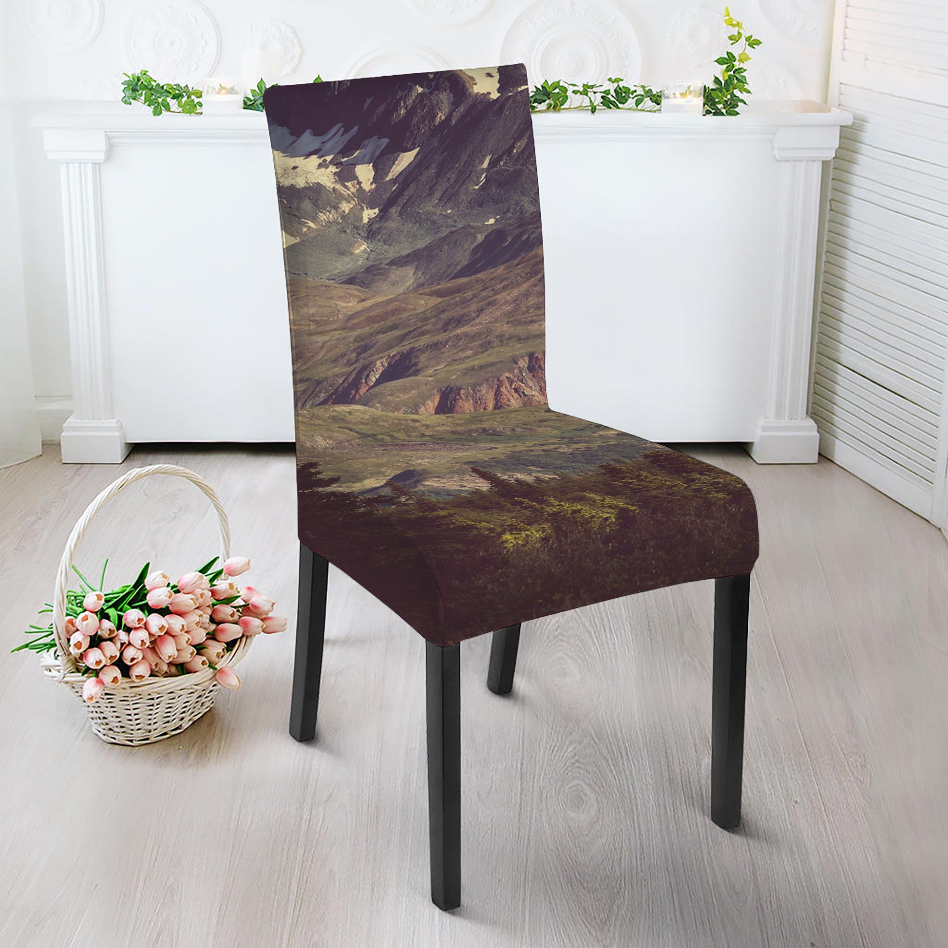 Denali Mountain Print Dining Chair Slipcover