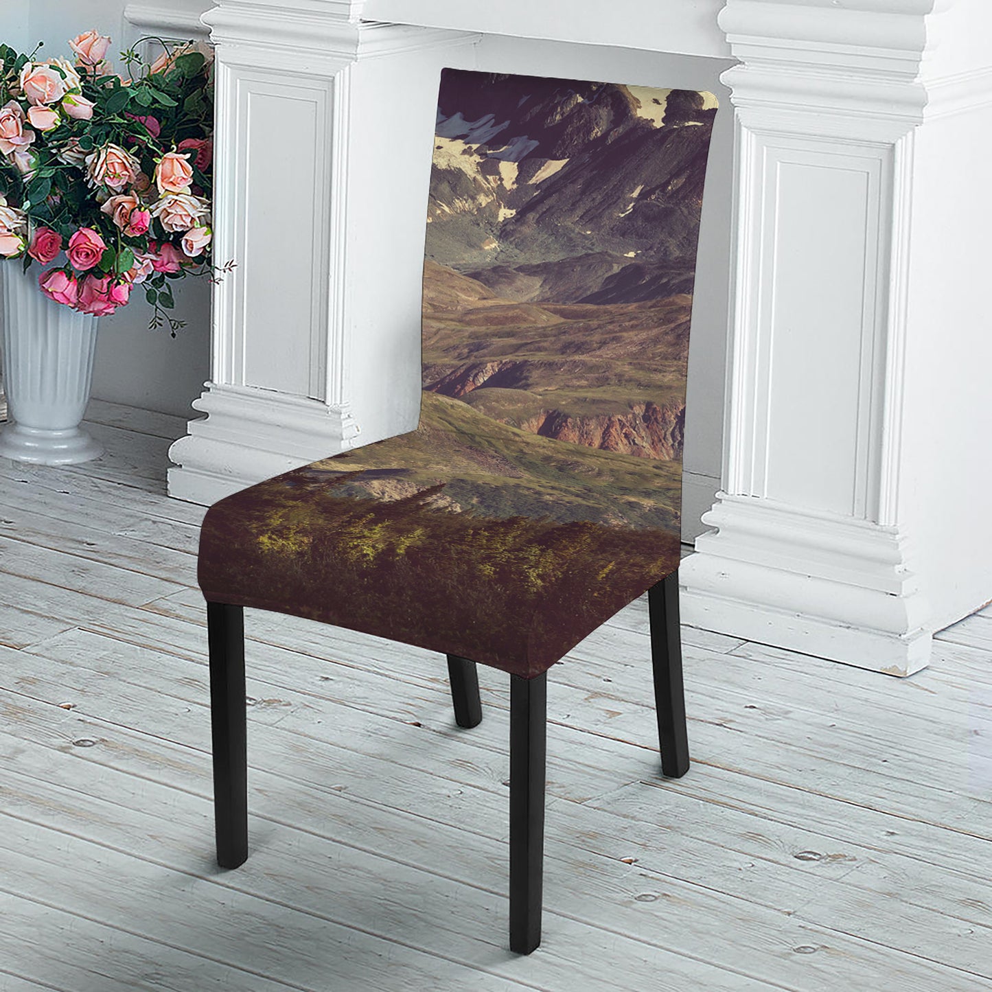 Denali Mountain Print Dining Chair Slipcover