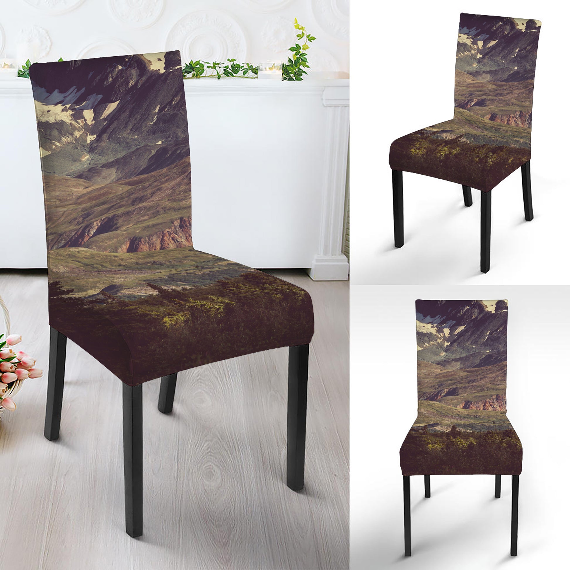 Denali Mountain Print Dining Chair Slipcover