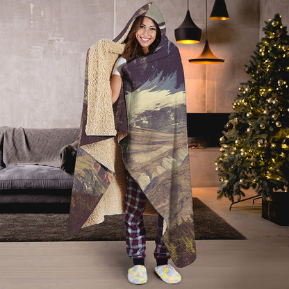 Denali Mountain Print Hooded Blanket