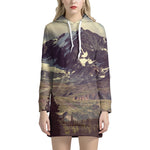 Denali Mountain Print Hoodie Dress