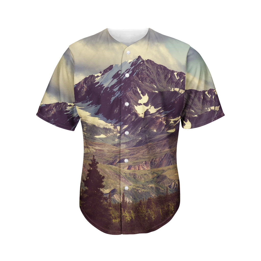 Denali Mountain Print Men's Baseball Jersey