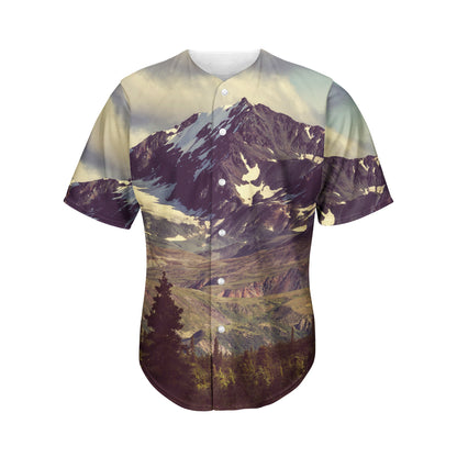 Denali Mountain Print Men's Baseball Jersey
