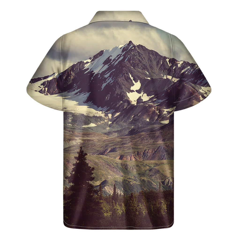 Denali Mountain Print Men's Short Sleeve Shirt