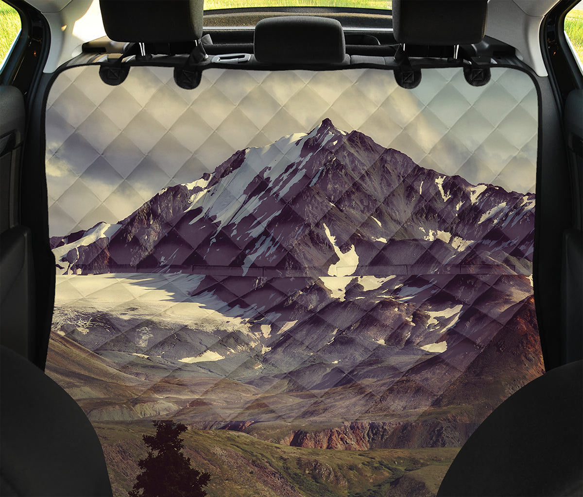 Denali Mountain Print Pet Car Back Seat Cover
