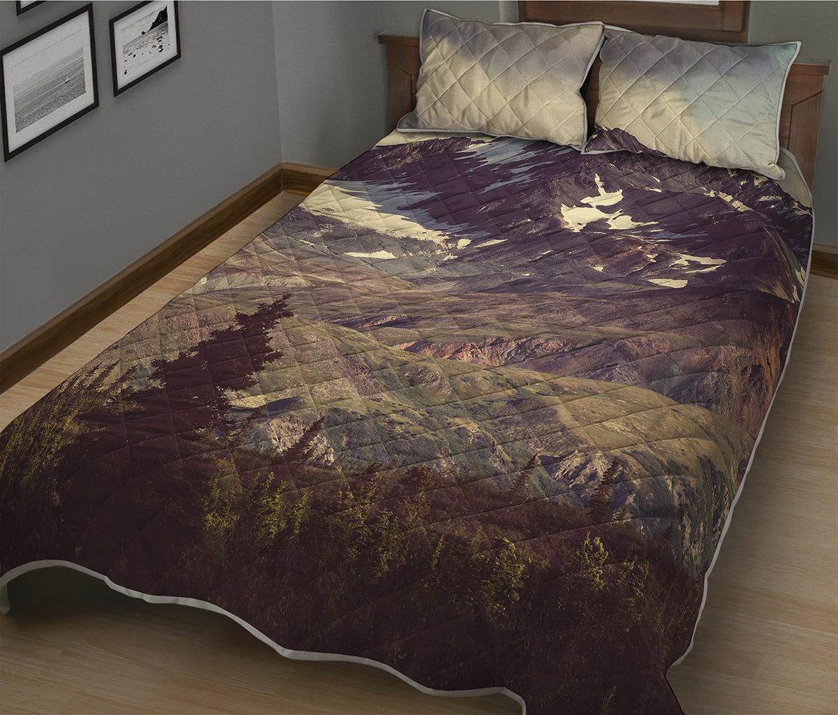 Denali Mountain Print Quilt Bed Set