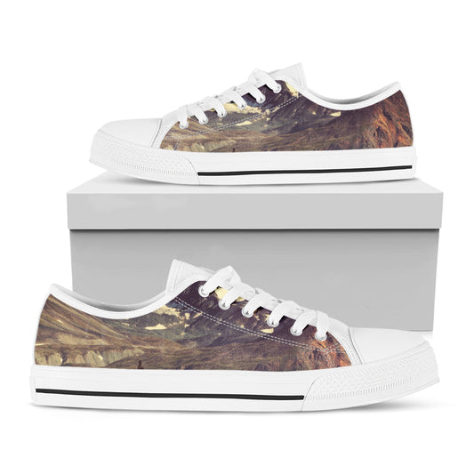 Denali Mountain Print White Low Top Shoes