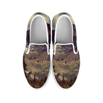 Denali Mountain Print White Slip On Shoes