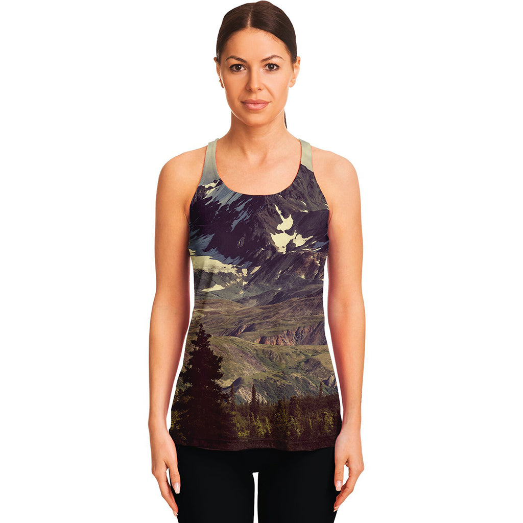 Denali Mountain Print Women's Racerback Tank Top