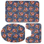 Denim American Eagle Pattern Print 3 Piece Bath Mat Set