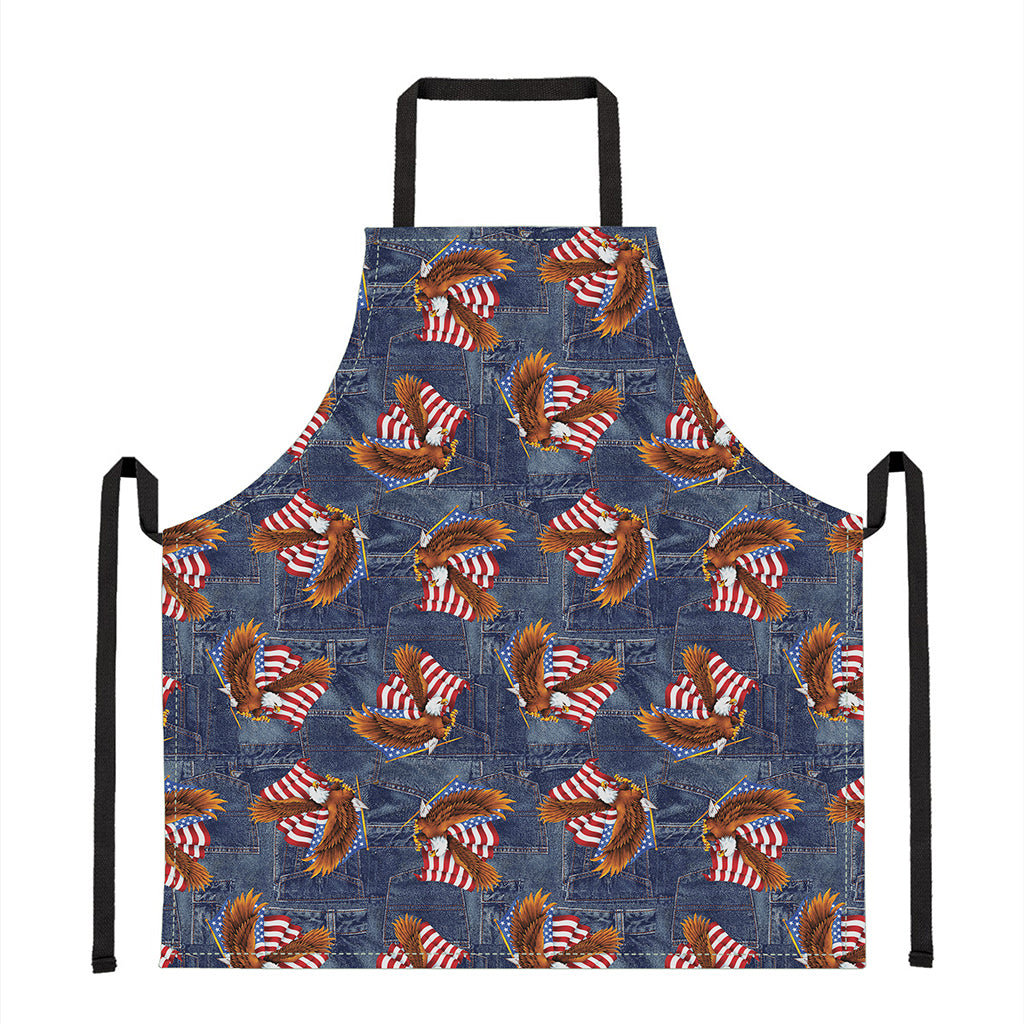 Denim American Eagle Pattern Print Apron