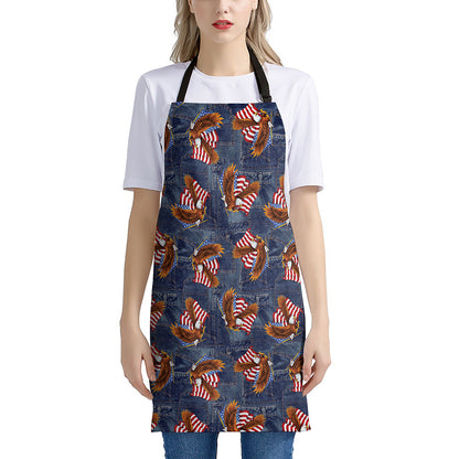 Denim American Eagle Pattern Print Apron