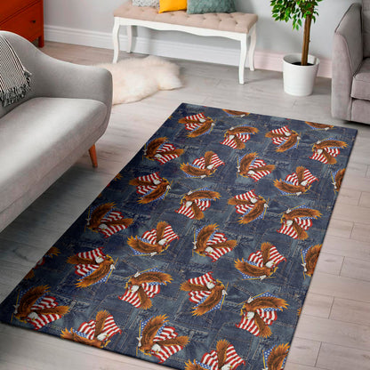 Denim American Eagle Pattern Print Area Rug
