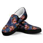 Denim American Eagle Pattern Print Black Slip On Shoes