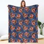 Denim American Eagle Pattern Print Blanket