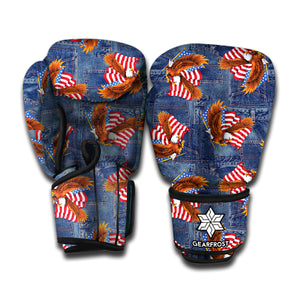 Denim American Eagle Pattern Print Boxing Gloves