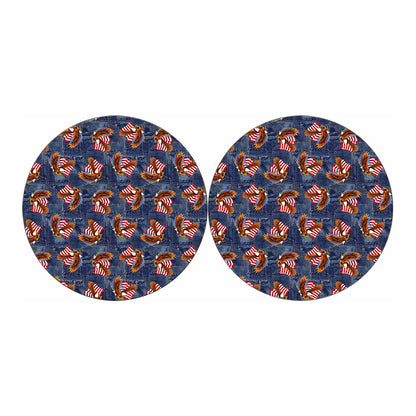Denim American Eagle Pattern Print Car Coasters