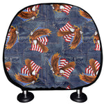 Denim American Eagle Pattern Print Car Headrest Covers