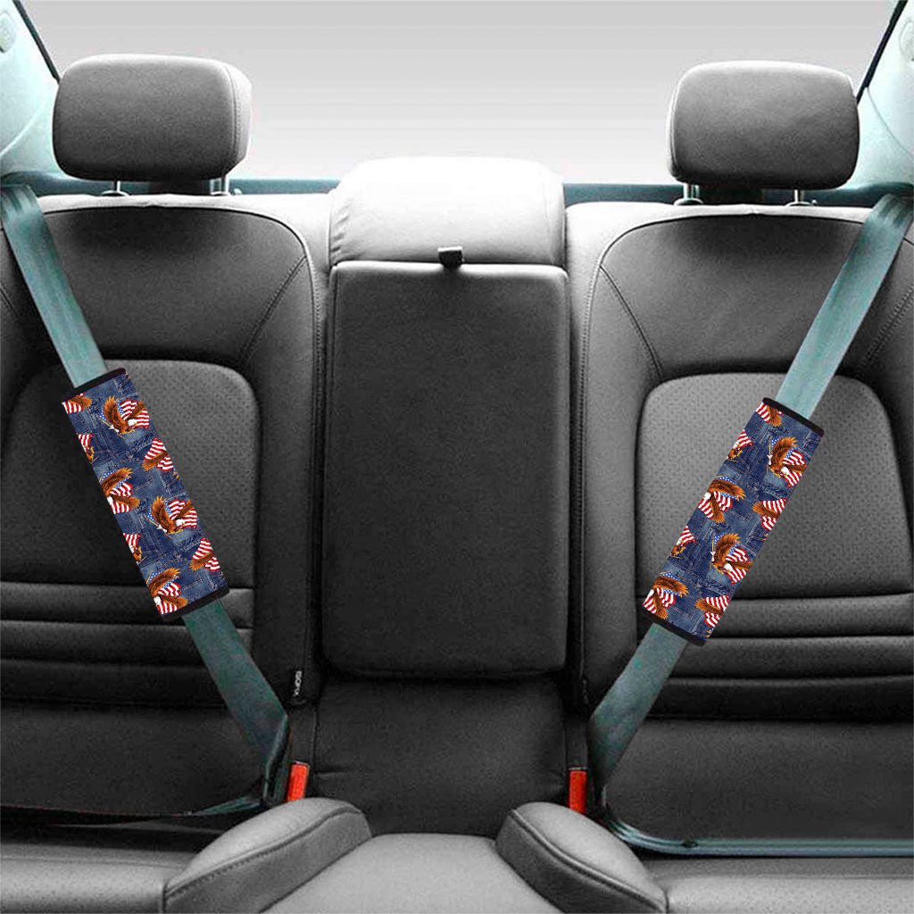 Denim American Eagle Pattern Print Car Seat Belt Covers