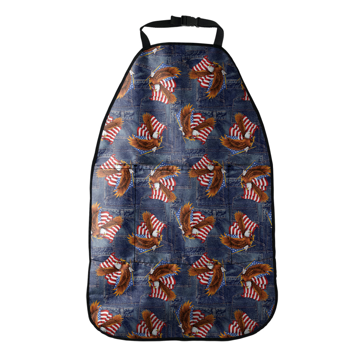 Denim American Eagle Pattern Print Car Seat Organizers