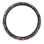 Denim American Eagle Pattern Print Car Steering Wheel Cover