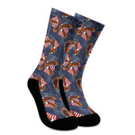 Denim American Eagle Pattern Print Crew Socks